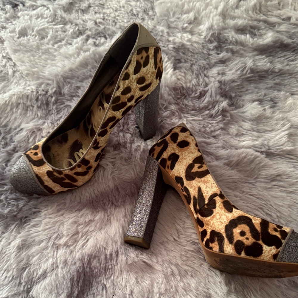 Sam Edelman Leopard and Glitter Heels